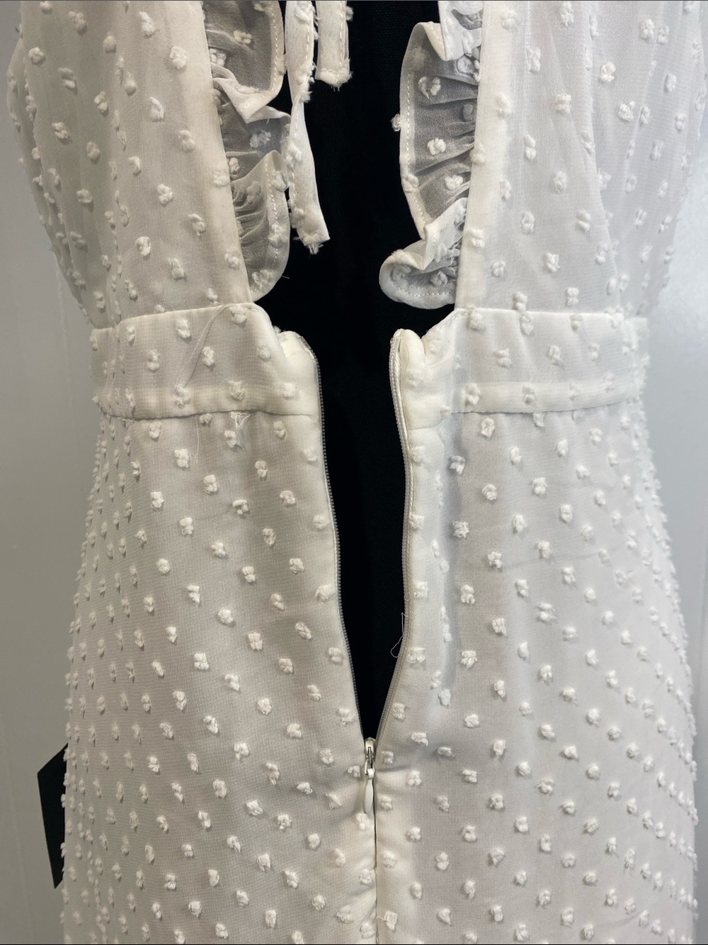 Lulu's Swiss Dot Maxi Dress Soft Girl Fairycore Beach Bridal Ivory White Large - Picture 11 of 15